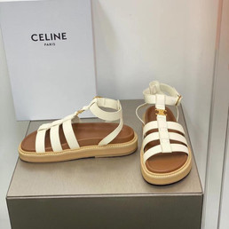 Женские кожаные сандалии Celine 2022-2023 белые