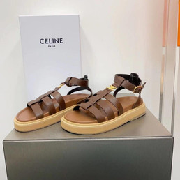 Женские кожаные сандалии Celine 2022-2023 коричневые