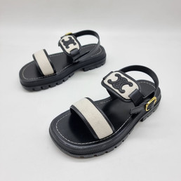 Женские кожаные сандалии Celine 2023-2024 черные с белым