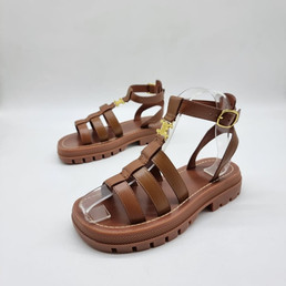 Женские кожаные сандалии Celine 2023-2024 коричневые