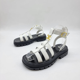Женские кожаные сандалии Celine 2023-2024 белые с черным