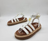 Женские кожаные сандалии Celine 2023-2024 белые с коричневым