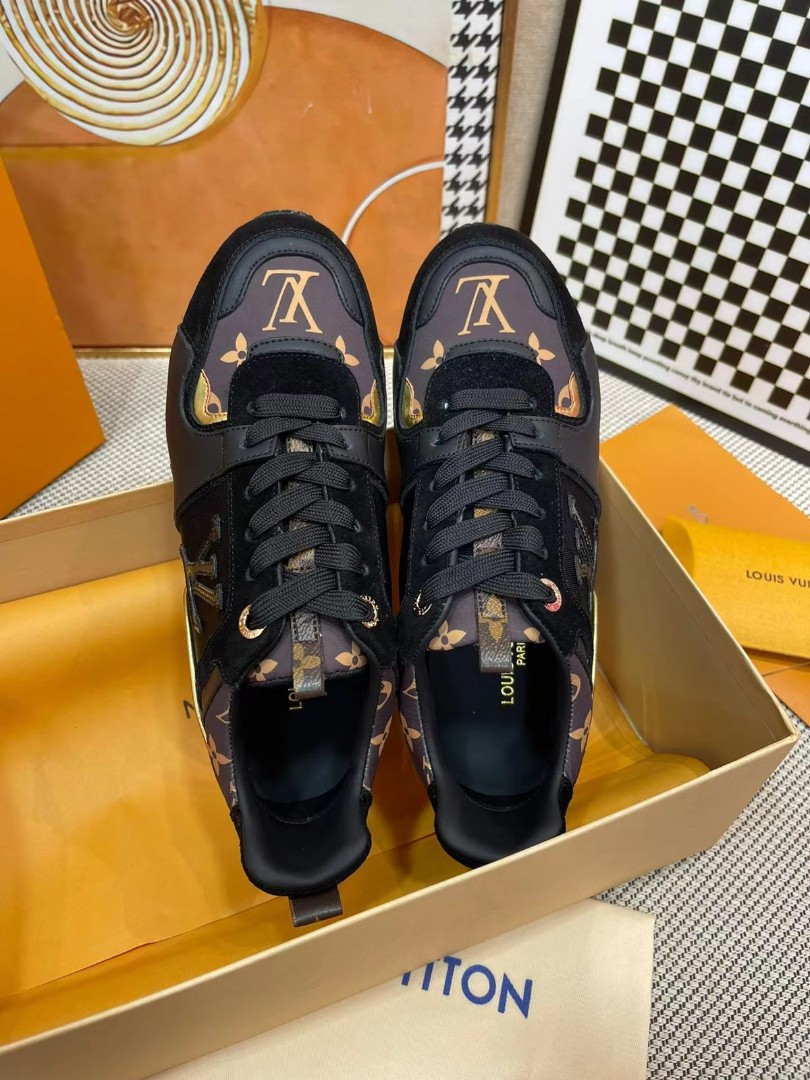 Женские кожаные кроссовки Louis Vuitton 2022-2023 черные с замшей