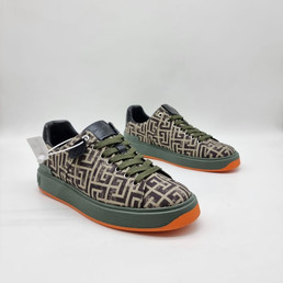 Мужские текстильные кроссовки Balmain 2023-2024 коричневые с серым и оранжевым