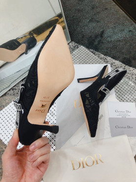 Женские текстильные туфли Christian Dior 2023-2024 черные с кружевами