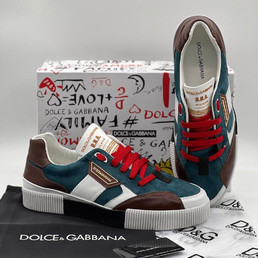 Мужские комбинированные кроссовки Dolce & Gabbana 2023-2024 белые с коричневым и синим