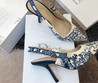 Женские текстильные туфли Christian Dior 2023-2024 бежевые с синим рисунком
