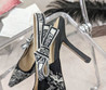 Женские текстильные туфли Christian Dior 2023-2024 черные с белым рисунком