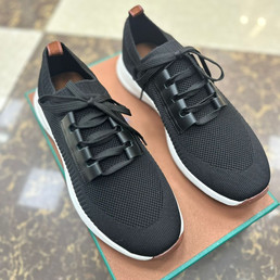 Мужские текстильные кроссовки Loro Piana 2023-2024 черные с белой подошвой