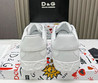 Мужские кожаные кроссовки Dolce&Gabbana 2023-2024 белые с надписью на сером