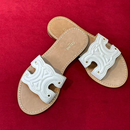 Женские кожаные шлепанцы Celine 2023-2024 белые