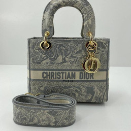 Женская текстильная сумка 24х20 Christian Dior 2023-2024 серебристая