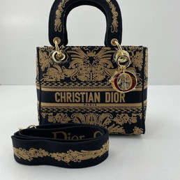 Женская текстильная сумка 24х20 Christian Dior 2023-2024 черная с коричневым