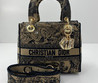 Женская текстильная сумка 24х20 Christian Dior 2023-2024 черная с коричневым узором