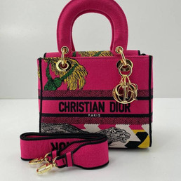 Женская текстильная сумка 24х20 Christian Dior 2023-2024 розовая