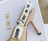 Женские текстильные туфли Christian Dior 2023-2024 бежевые с каблуком 9.5 см