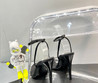 Женские кожаные туфли Saint Laurent 2023-2024 черные со стразами