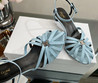 Женские кожаные босоножки Celine 2023-2024 голубые