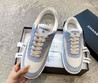 Женские замшевые кроссовки Chanel 2023-2024 голубые