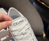 Женские кожаные кроссовки Celine 2023-2024 белые с синей и красной полосой