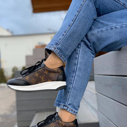 Женские кожаные кроссовки Louis Vuitton 2023-2024 коричневые