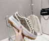 Женские текстильные кеды Gucci 2023-2024 бежевые