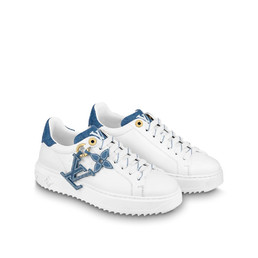 Женские кожаные сникерсы Louis Vuitton Time Out 2023-2024 белые с синим