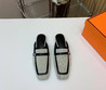 Женские текстильные туфли Hermes 2023-2024 серые