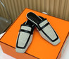 Женские текстильные туфли Hermes 2023-2024 серые