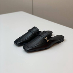 Женские кожаные туфли Hermes 2023-2024  черные