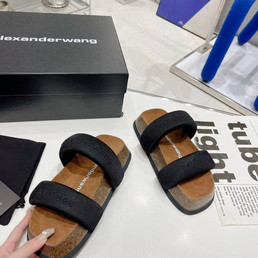 Женские текстильные шлепанцы Alexander Wang 2023-2024 черные