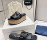 Женские кожаные шлепанцы Prada 2023-2024 черные