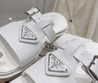 Женские кожаные шлепанцы Prada 2023-2024 белые
