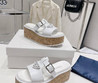 Женские кожаные шлепанцы Prada 2023-2024 белые