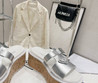 Женские кожаные шлепанцы Prada 2023-2024 серебристые
