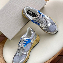 Женские комбинированные кроссовки Golden Goose 2023-2024 серые с синим