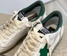 Женские комбинированные кроссовки Golden Goose 2023-2024 белые с зеленой звездой