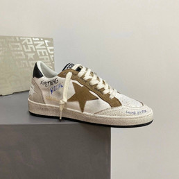 Женские комбинированные кроссовки Golden Goose 2023-2024 белые с коричневой звездой