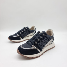 Женские комбинированные кроссовки Brunello Cucinelli 2023-2024 черные с серебристым