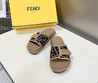 Женские текстильные шлепанцы Fendi 2023-2024 коричневые с черным