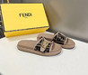 Женские текстильные шлепанцы Fendi 2023-2024 коричневые с черным