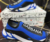 Мужские текстильные кроссовки Dolce & Gabbana 2023-2024 синие c логотипом на черном фоне