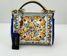 Женская кожаная сумка Dolce & Gabbana 2023-2024 24x20 синяя с цветами