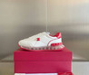 Женские кожаные кроссовки Valentino 2023-2024 белые с красным
