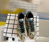 Женские кожаные кроссовки Gucci 2023-2024 серые с зеленым под змеиную кожу