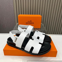 Мужские кожаные сандалии Hermes 2023-2024 белые