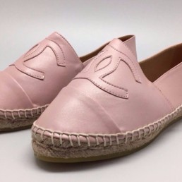 Женские летние кожаные эспадрильи Chanel Pink