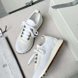 Женские текстильные кроссовки Brunello Cucinelli 2023-2024 белые