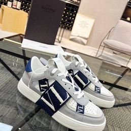 Мужские текстильные кроссовки Valentino 2023-2024 серые с синим