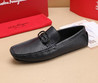 Мужские кожаные мокасины Salvatore Ferragamo 2023-2024 темно-синие